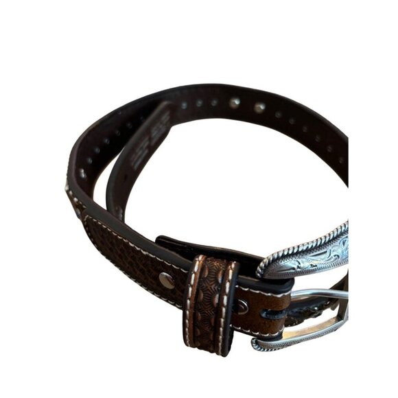 Nocona Women’s Hand Tooled Brown Leather Belt w Western Design, Size 24, 2018 - Picture 2 of 7